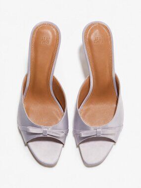 H&M Lilac Satin Bow Mules Heels EU 39 US 8.5 NWOT